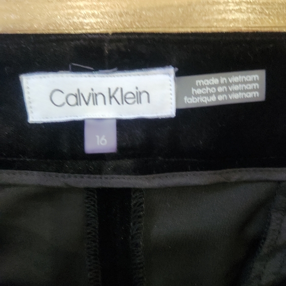 NEW tags Calvin Klein Black Velvet Boot Cut Trouser Holiday Winter Pant Sz 16‎ - Picture 4 of 7